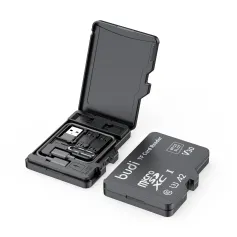 Budi CP580 TF Card Reader with TF Card Appearance Design 8 TF Cards Stroage Slots Support 480Mbps High Transmission Speed Memory Card Reader Case