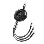 6A 120W USB-A to iP/Micro/Type-C Retractable Cable Fast Charging Data Transmission Copper Core Line 1.2M Long for iPhone 15 14 13 for Samsung Galaxy S24 for Huawei Pura 70 Ultra for Xiaomi Civi 4 Pro