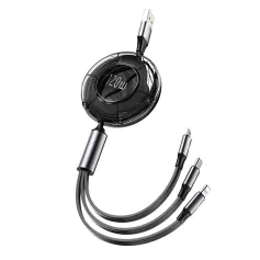 6A 120W Cavo retrattile da USB-A a iP/Micro/Type-C Trasmissione dati di ricarica rapida Linea centrale in rame lunga 1,2 m per iPhone 15 14 13 per Samsung Galaxy S24 per Huawei Pura 70 Ultra per Xiaomi Civi 4 Pro