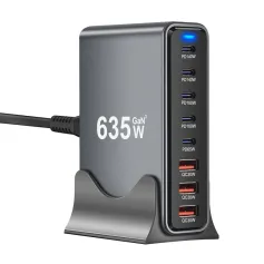 [GaN Tech] Bakeey YMX-635W 635W 8-Port USB PD Charger 3USB-A+5USB-C PD QC Fast Charging Desktop Charging Station EU Plug US Plug for iPhone 16 16 Pro 15 14 13 for Huawei Pura X for Samsung Galaxy S25 Ultra