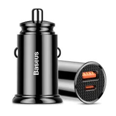 Baseus 30W 2-Port USB Car Charger Adapter USB-A&USB-C/Dual USB-A Fast Charging for iPhone 12 13 14 14 Pro 14Pro Max for Huawei Mate50 for Oppo Reno9 for Xiaomi 13pro