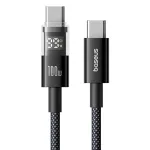 Baseus Display 2 PD100W Type-C to Type-C LED Display Cable Fast Charging Data Transmission Tin-plated Copper Core Line 1M/2M Long for iPhone 16 16 Pro 15 Pro Max for Huawei Mate XT for Xiaomi 15pro for Samsung Galaxy Z Flip6