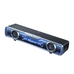 Niyevn Altaveu de jocs d'ordinador de 7.1 canals Barra de so bluetooth amb cable 2 ''x2 Altaveus duals de freqüència completa Baix profund Llum RGB Micròfon HD integrat Barra de so sense fil d'escriptori de retard de joc baix