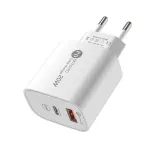 PD20W 2-Port USB PD Charger USB-A+Type-C PD QC3.0 Fast Charging Wall Charger Adapter EU Plug US Plug for iPhone 15 14 13 for Huawei Pura 70 Ultra for Xiaomi Civi4 Pro for Samsung Galaxy S24