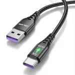 USLION 5A USB to Type-C Cable QC SCP AFC PPS MTK PE Fast Charging Data Transmission Nylon Core Line 1M/2M Long for Samsung Galaxy Note 20 for Huawei Mate50 for Xiaomi Mi12