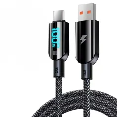 100 W USB-A do typu C Cyfrowy do wyświetlania Szybkie ładowanie Transmisja danych Miedziany rdzeń cynowany Linia 1,2 m długości do iPhone 15 15 Plus do Samsung Galaxy Z Fli6 do Huawei Nova Flip