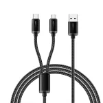 ESSAGER ES-X60 2A USB-A to Type-C+Micro USB Cable Fast Charging Data Transmission Tinned Copper Core Line 1.2M Long for iPhone 16 15 15 Plus for Huawei Mate XT for Xiaomi MIX Fold4 for Samsung Galaxy Z Flip6