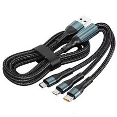 5A 120W USB-A - Type-C/iP/Micro USB Kablosu Hızlı Şarj Veri İletimi Bakır Çekirdek Hattı 1.2M/2M Uzunluğunda iPhone 15 14 13 Pro için Huawei Nova Flip için Xiaomi Civi 4 Pro için