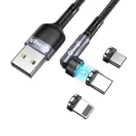 Elough 540 mágneses 3A USB-A - IP / Type-C / Micro USB kábel gyors töltésű adatátvitel réz magvonal 1M / 2M hosszú iPhone 13 14 14Pro készülékhez Xiaomi 13 Samsung Galaxy S23 készülékhez