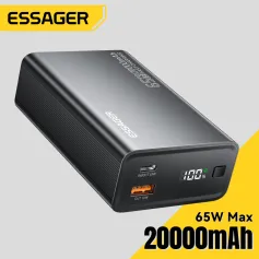 ESSAGER F2014 20000mAh 65W Digital Display PD2.0/3.0 PPS QC2.0/3.0/4.0 SCP/FCP AFC Fast Charging Power Bank for iPhone 15 14 13 for Huawei Pura 70 Ultra for Xiaomi Civi 4 Pro