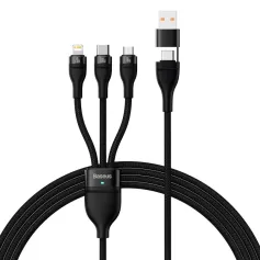 Baseus Flash Series II 100 W USB-A/Typ-C do Micro/iP/Typ-C PD QC Szybkie ładowanie Transmisja danych Miedziany rdzeń cynowany 1,2 m długości do iPhone 15 14 13 do Samsung Galaxy S24 do Xiaomi Civi 4 Pro do Huawei Pura 7 Ultra