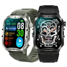 T26LDE 1.96inch HD Screen LED Flashlight bluetooth Call Heart Rate Blood Pressure SpO2 Monitor Sleep Monitoring SOS Emergency Call Women's Health Multi-sport Modes Music Playback IP68 Waterproof Smart Watch