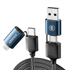 ESSAGER ES-X49 3A 65W USB-A/Typ-C do Typu-C/iP Kabel Szybkie ładowanie Transmisja danych Miedziany rdzeń Linia 1M Długi dla iPhone 15 14 13 dla Huawei Mate60 Pro dla Samsung Galaxy Z Flip4 dla Xiaomi 13pro