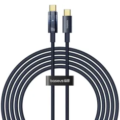 Cavo Baseus Explorer Series PD100W da tipo C a tipo C, ricarica rapida, trasmissione dati, nucleo in rame, lunghezza 1 m/2 m, per iPhone 15/15 Plus, per Huawei Pura 70 Ultra, per Xiaomi Civi4 Pro