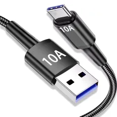 Cabo USB-A para Tipo C 6A 120W, carregamento rápido, transmissão de dados, cabo de cobre, 1m/2m de comprimento para iPhone 16, 15, 15 Plus, Huawei Mate XT, Xiaomi MIX Fold4, Samsung Galaxy Z Fold6