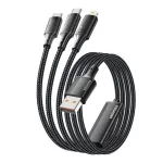 ESSAGER ES-X50 7A 100W USB-A to Micro/iP/Type-C Cable Fast Charging Data Transmission Copper Core Line 1.2M Long for iPhone 16 16Pro 15 14 13 Pro Max for Huawei Mate XT for Xiaomi 15pro for Samsung Galaxy Z Flip6