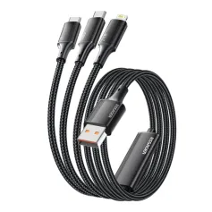 ESSAGER ES-X50 7A 100W USB-A do Micro/iP/Type-C Kabel Szybkie ładowanie Transmisja danych Miedziany rdzeń Linia 1.2M Długi dla iPhone 16 16Pro 15 14 13 Pro Max dla Huawei Mate XT dla Xiaomi 15pro dla Samsung Galaxy Z Flip6