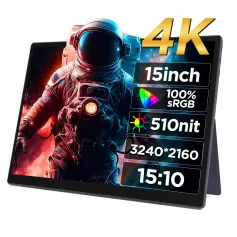 HAILESI 15 Inch FHD 3240*2160P Portable Monitor Computer Gaming Display 450nit 60Hz 100% sRGB IPS Mini HD Type-C External Screen for Smartphone Tablet Laptop Game Consoles