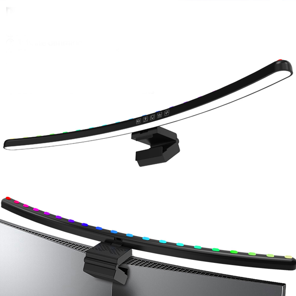 Curved/Straight Monitor Light Bar RGB Dynamic Pickup Stepless Dimming Adjustable Color Temperature Brightness Touch Control Eye Protection Gaming Desk Lamp