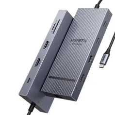 UGREEN CM866 10 in 1 Type-C Docking Station USB Hubs with PD 100W 4K60Hz HD USB-A 3.2 USB-C 3.2 / 10Gbps USB-A3.0 / 5Gbps 1000Mbps RJ45 SD&TF USB Splitter for Laptop Macbook Pro Air