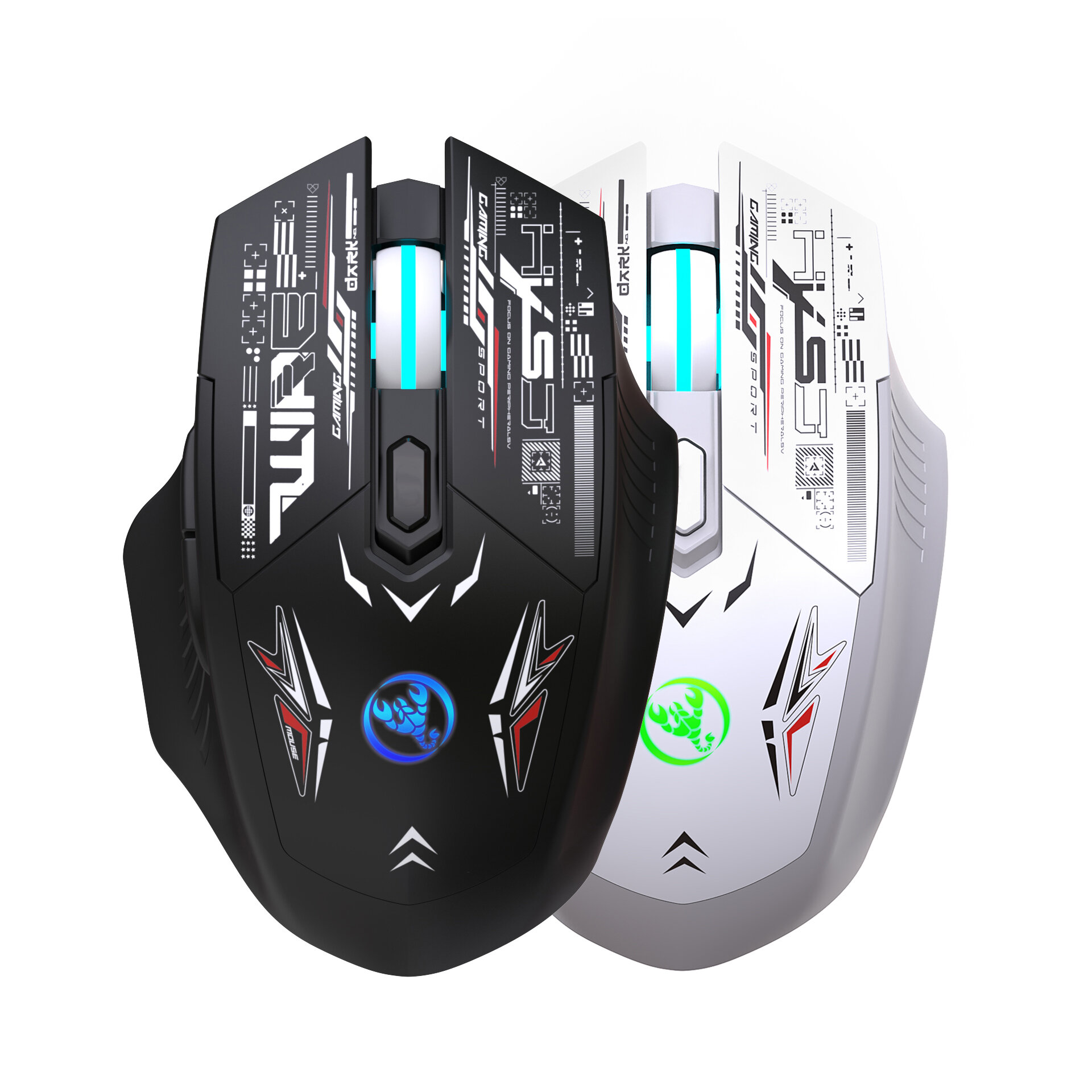 HXSJ T38 Dual-Mode Wireless Gaming Mouse RGB Lighting Silent Click 6 Buttons Adjustable DPI PAW3065 Sensor Type-C Rechargeable Mice for PC Laptop Computer