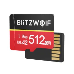 BlitzWolf® BW-TF4 Class 10 A2 V60 UHS-1 TF کارتی میمۆری 64 گیگابایت 128 گیگابایت 256 گیگابایت 512 گیگابایت کارتی مایکرۆ SD خێرایی خوێندنەوە تا 180 مێگابایت/چرکە پشتیوانی لە تۆمارکردنی ڤیدیۆی 4K UHD دەکات