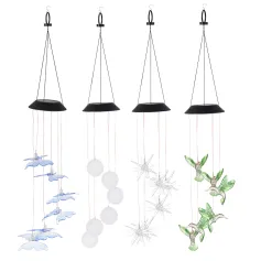 6cm Ball/Hummingbird/Sea Urchin/Butterfly Solar Wind Chime Light Waterproof Home Bedroom Decoration Supplies