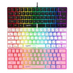 HXSJ X100 + V700 61 Taster Kablet Tastatur Mus Sett RGB Bakgrunnsbelyst Gaming 3600DPI 6 Knapper Programmerbart Ergonomisk Tastatur Og Mus Combo For PC Bærbar PC