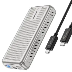 WAVLINK USB4 40Gbps SSD داپۆشراو بۆ M.2 PCIe NVMe PCIe SSD Thunderbolt4/3 گونجاو 3800 مێگابایت/چرکە گواستنەوەی داتای خێرای بەرز ئەلەمنیۆم گەرمی سینک SSD