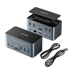 ਬਲਿਟਜ਼ਵੁਲਫ® BW-TH13 18-in-1 USB C ਡਾਕਿੰਗ ਸਟੇਸ਼ਨ M.2 SSD ਐਨਕਲੋਜ਼ਰ ਦੇ ਨਾਲ ਚਾਰ ਗੁਣਾ ਡਿਸਪਲੇ SD/TF ਕਾਰਡ ਸਲਾਟ RJ45 ਈਥਰਨੈੱਟ ਪੋਰਟ 100W ਪਾਵਰ ਡਿਲੀਵਰੀ