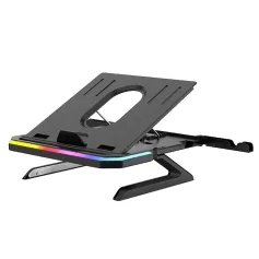 9001-RGB-BK Double-layer RGB Laptop Holder Heat Dissipation Lifting Stand 9-level Lifting Adjustable Foldable Vertical Elevating Aluminum Alloy Base
