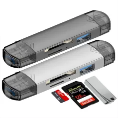DM-HC61 6-in-1 OTG Type-C SD TF Card Reader USB 3.0 Micro USB Flash Drive Adapter 5Gbps High Speed Transmission Multifunctional Card Reader