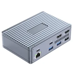 TB025 13-in-1 M2 NVMe SSD Enclosure Thunderbolt4 Hub with Dual HD 8K60Hz PD60W USB-C 10Gbps USB-C SD/TF Card Reader Mic&Audio 3.5mm for Mac Windows PC