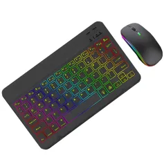 RGB bluetooth Keyboard and Mouse Kit for Phone Tablet Laptop Portable Rechargeable Keyboard Mouse Combo with Silent Click