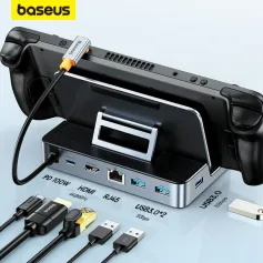 Baseus USB C Docking Station para Steam Deck Nintend Switch Tipo C para 4K a 60 Hz HD Gigabit Ethernet USB 3.0 Hub