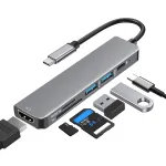 Bakeey 6-in-1 USB-C Hub Adapter HDMI 4K@30Hz USB3.0 USB-C Docking Station 100W PD Charging SD Reader Witch Splitter for Apple Huawei Laptops Macbook