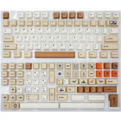 143 Keys Stamp Theme Retro Mechanical Keyboard Cap Set Cherry Profile PBT Sublimation Suitable for 61/64/68/78/84/87/96/980/104/108 Keyboard