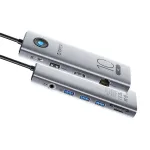Orico 10 In 1 Type-C Docking Station USB Adapter with USB2.0 USB3.0*3 PD100W USB-C 4K@60Hz HD RJ45 SD/TF Card Reader 3.5mm Audio for PC Computer Laptop TV