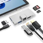 Bakeey 7-in-1 Dual Type-C Hub Docking Station for Microsoft Surface Pro 9 8 X with USB3.0*2 / PD Type-C / 4K HD / RJ45 / SD/TF Card Slot Reader Multifunctional Hubs