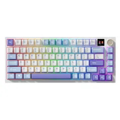 Fenglingdu F75 81 Keys Tri-mode Mechanical Keyboard with TFT Color Display and Metal Knob Hot Swappable Gasket Structure RGB 2.4G/BT/Wired E-sports 75% Layout Gaming Keyboard