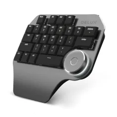 DELUX T11 Designer One Handed Mechanical Keyboard 28 Keys with Multi-functional Dial LED Backlit Kailh Switch For PS/CAD Using Shortcut Keys And Voice Tools