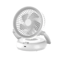 Foldable Wall-mounted Fan with Night Light 360° Rotational Airflow Desktop Electric Fan 5 Wind Speed Adjustable Air Circulation Fan for Dormitory Office