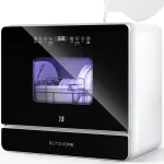 BLITZHOME® BH-6-CDW Portable Countertop Dishwasher With 5.2L Built-in Water Tank 9 Programs PTC Hot Air Drying 3D 360° 3 Spray Arms Water-Saving