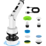 NovuLife Cordless Electric Spin Scrubber with 9 Replacement Head Dual Speed Electric Brush for Cleaning Power Bathroom Scrubber for Bathtub Tile Floor