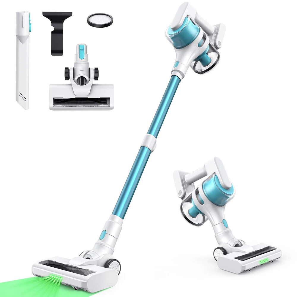 MOOSOO S6 Cordless Handheld Stick Vacuum 18KPa Robot Vacuum Type C Rechargeable Washable HEPA with LED Light