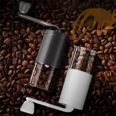 Comfook Portable Manual Coffee Grinder Adjustable Ceramic Core Visible Powder Chamber Compact Lightweight Design