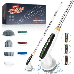 3600mAh Electric Cleaning Brush with 7 Interchangeable Drill Brush Heads Adjustable Handle and IPX7 Water Protection Electric Spin Scrubber for Household, Bathroom and Car