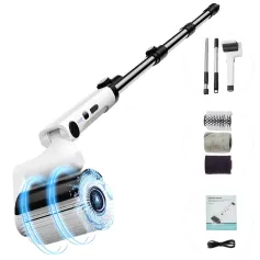 Tevorex 4 en 1 Cepillo de limpieza eléctrico Fregadora de pisos rotativa eléctrica inalámbrica Mango de extensión de ajuste 360 inalámbrico Herramientas de limpieza para el hogar