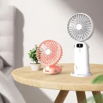 USB Handheld Fan Foldable Portable Neck Hanging Fans 5 Speed 4000mAH Rechargeable Fan with Phone Stand and Display Screen