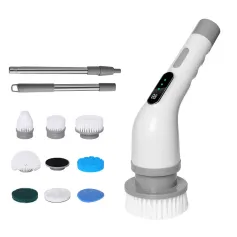 Multifunctional Electric Cleaning Brush with 9 Replaceable Heads for Kitchen Bathroom 3-speed Adjustable Cleaning Extendable Handle Floor Scrubber